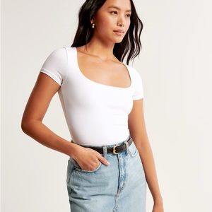 White Abercrombie Seamless Fabric Squareneck Cropped Top